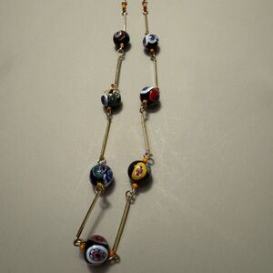 Elegant Multicolor Beaded Necklace vintage 20 inches long
